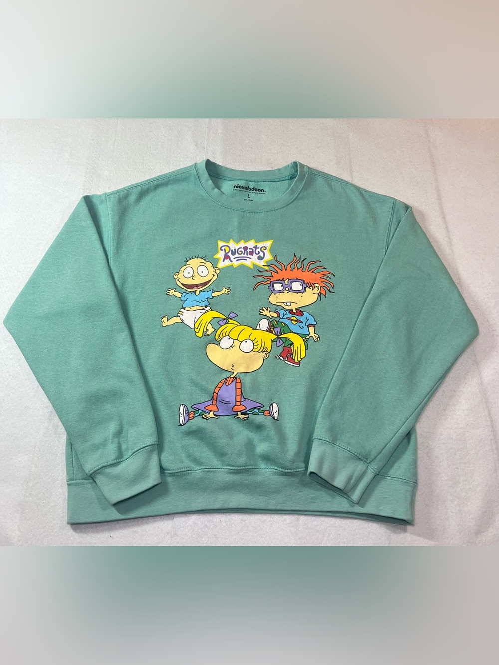 Nickelodeon Women’s/Junior Rugrats Graphic Sweatshirt Vintage Style,Mint Green,L